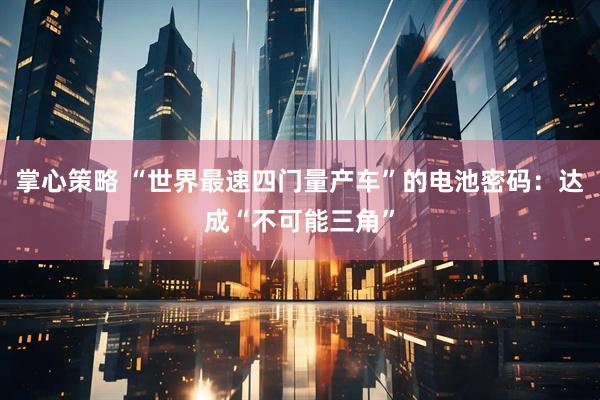 掌心策略 “世界最速四门量产车”的电池密码：达成“不可能三角”