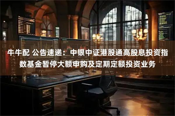 牛牛配 公告速递：中银中证港股通高股息投资指数基金暂停大额申购及定期定额投资业务